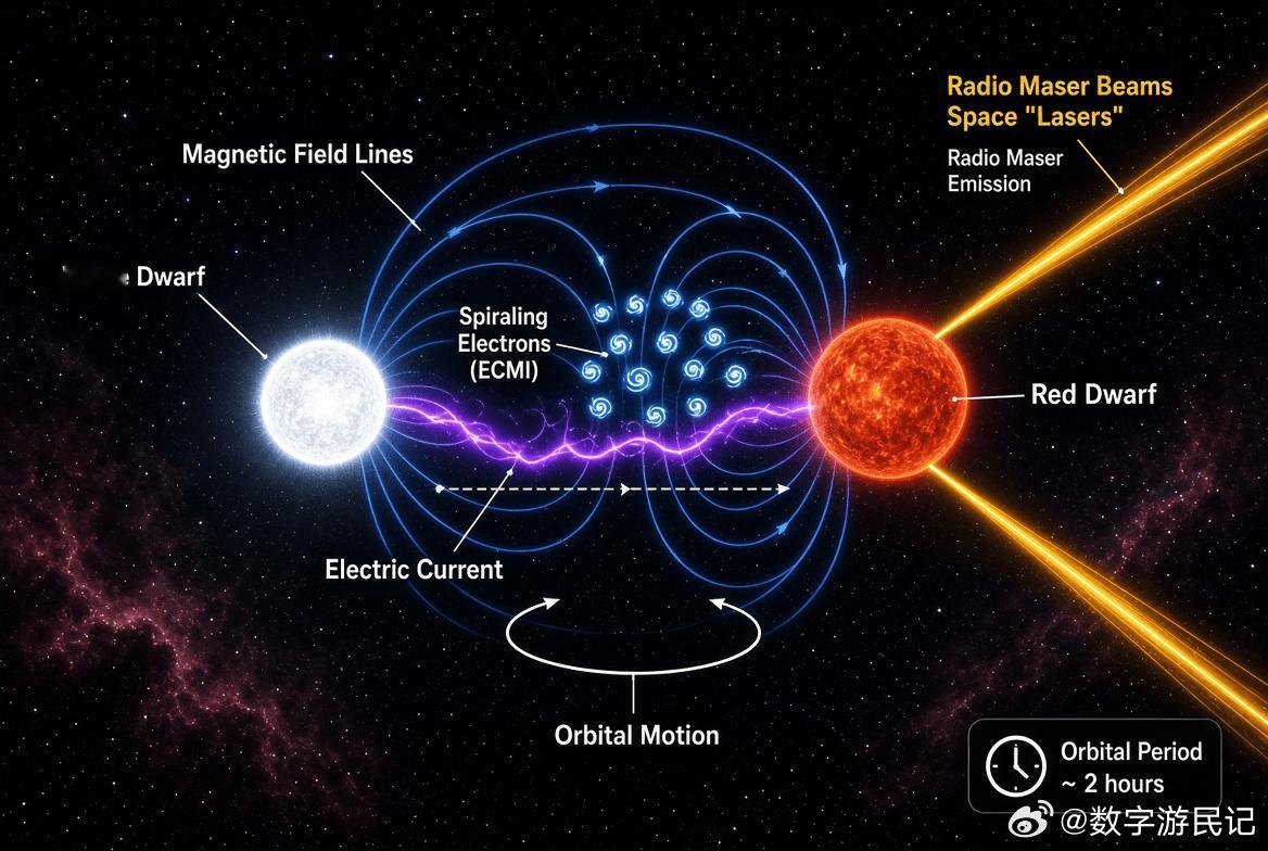 白矮星与红矮星对中的“激光”：它们如何形成？加州理工学院的天文学家使用超级计算机