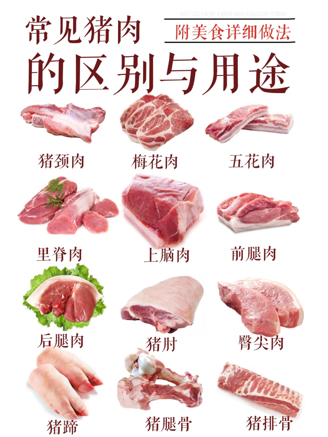常见猪肉的区别与用途|附美食详细做法❗️