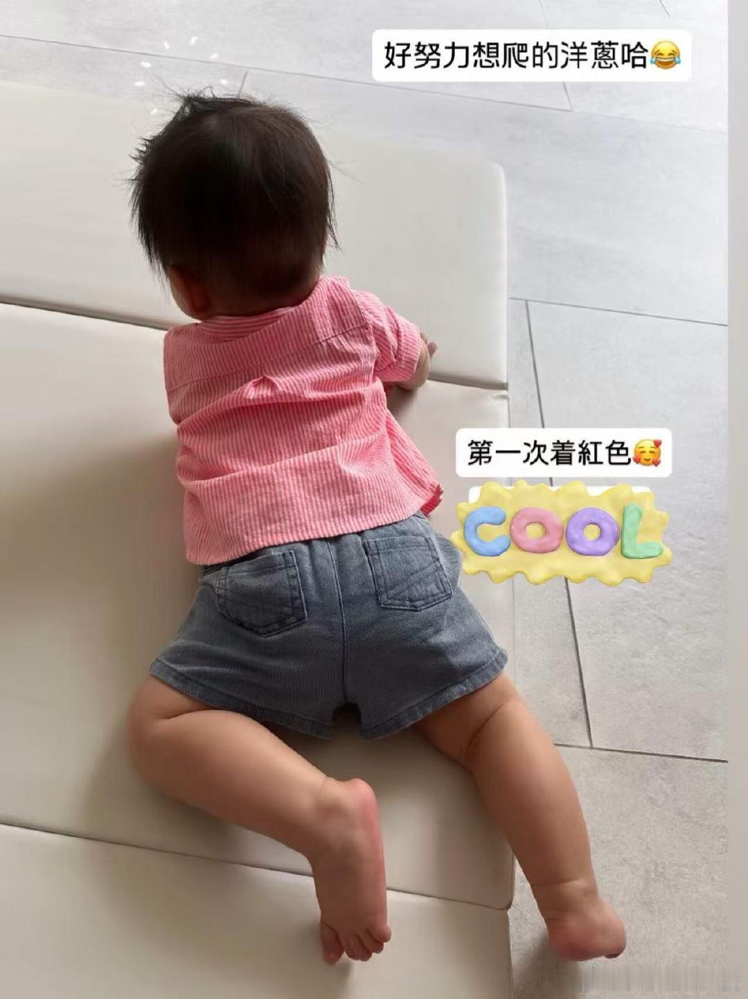 黄翠如晒儿子背影照 黄翠如晒儿子学爬背影照，萧哈哈肥嘟嘟的超可爱黄翠如晒儿子学爬