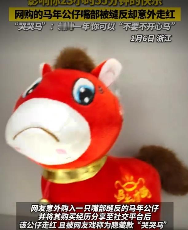 拆开快递的瞬间，浙江这位网友直接笑喷：明明下单的是嘴角上扬的喜庆马年公仔，到手却