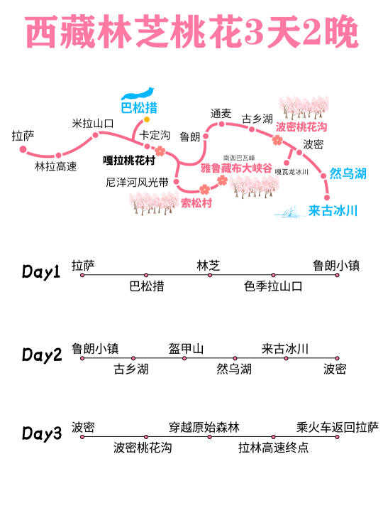 西藏旅游🔥林芝桃花3天2晚行程攻略✅小团