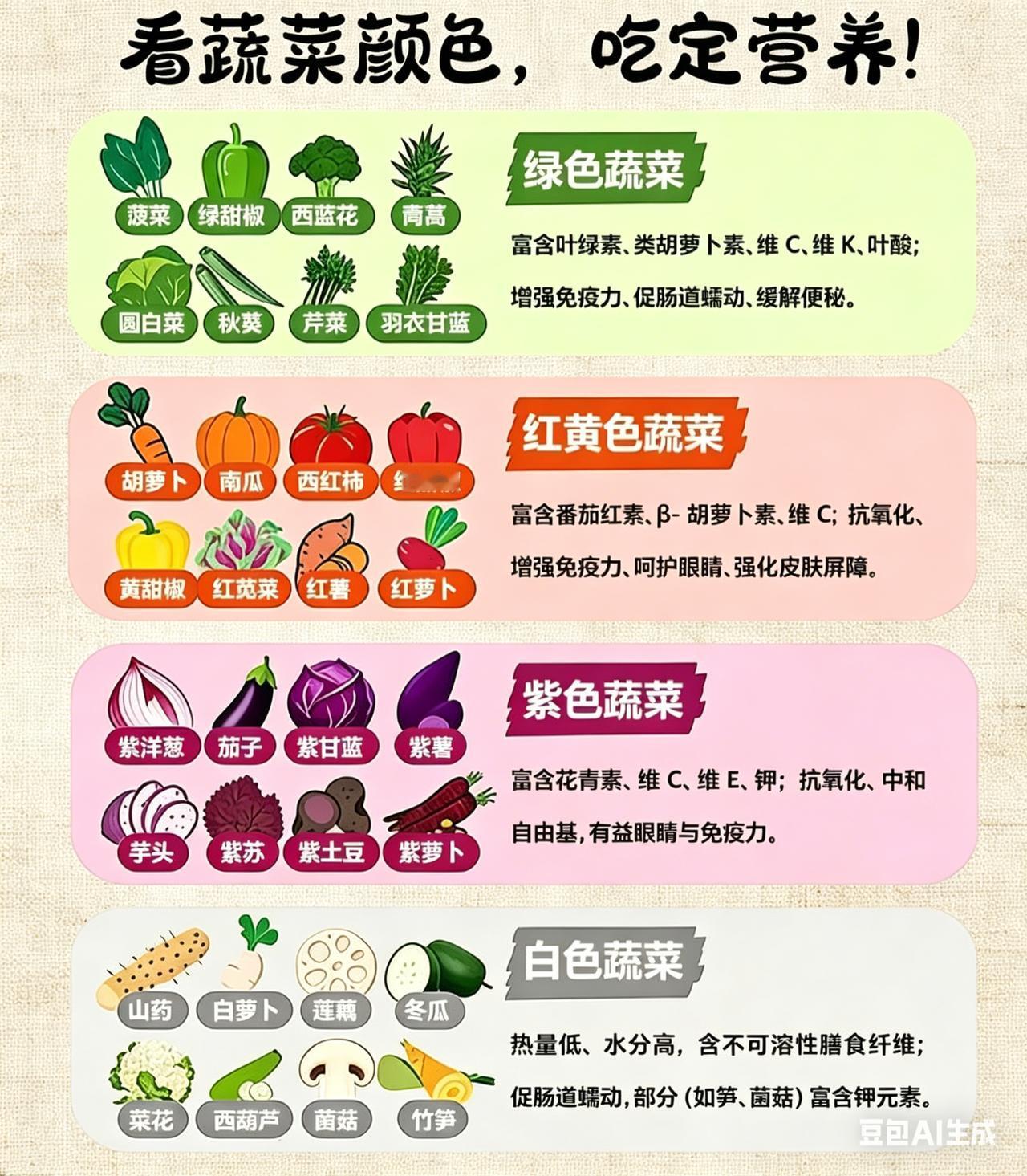 买菜别只挑绿色！不同颜色的蔬菜，营养有差别
你是不是每次都随手抓把绿叶菜？其实颜