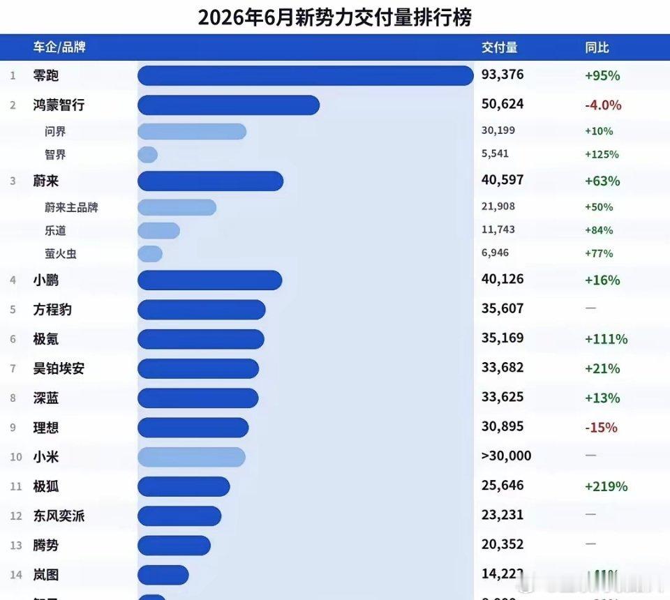 新势力从无固若金汤的铁王座，只有步步紧逼的催命符。去年还被鸿蒙智行压制的零跑，6