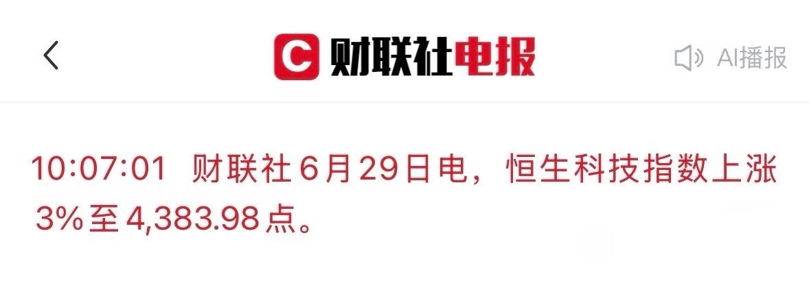 恒生科技指数飙升3%，冲到4383.98点啦！今天港股早盘，科技股强势崛起，带动