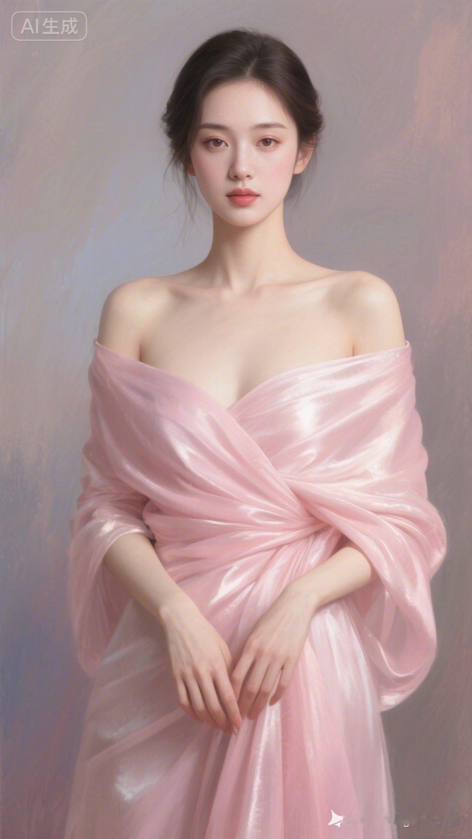 温柔粉裙少女，梦幻般的柔美与优雅。