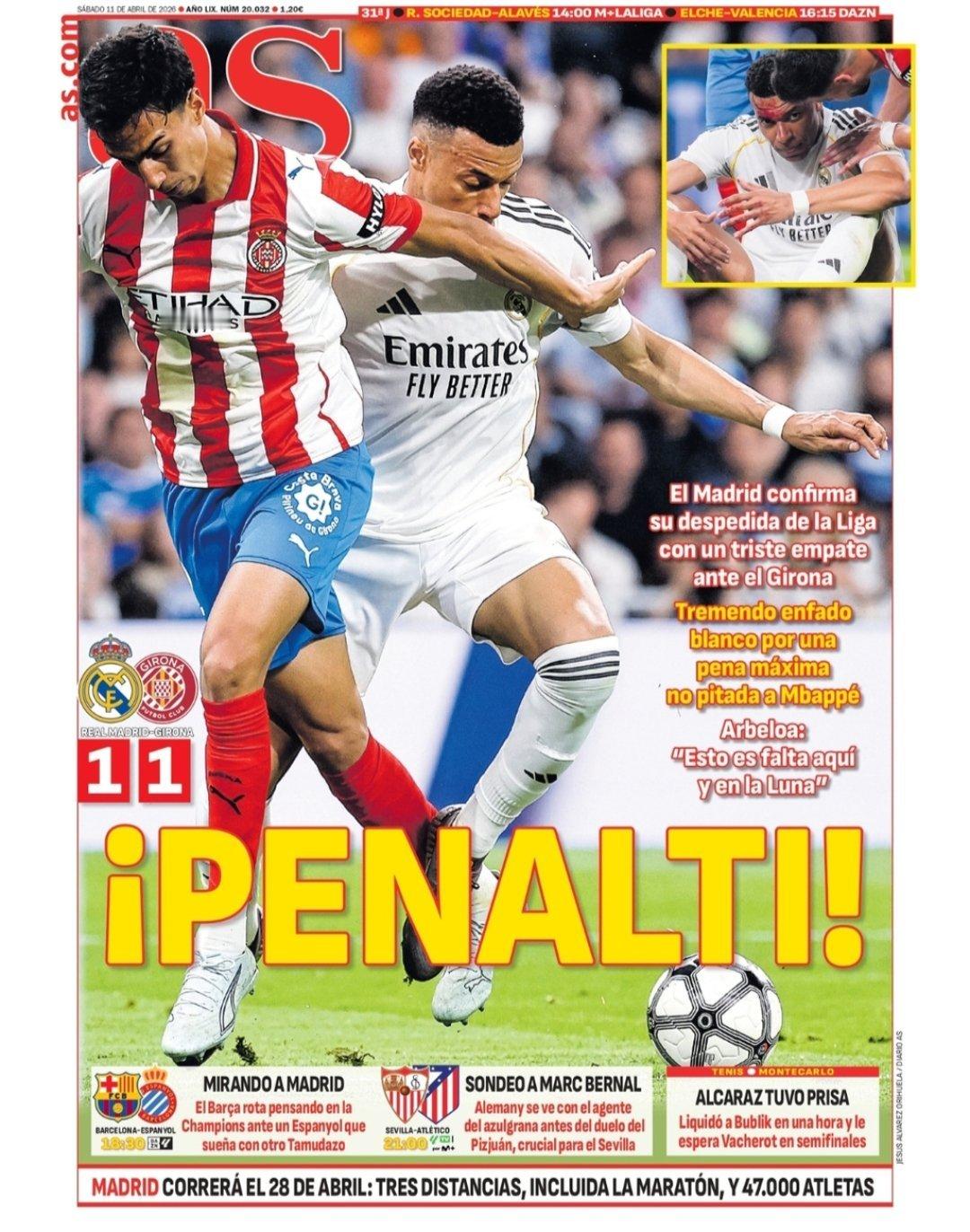 皇马 《阿斯》点球！皇马和赫罗纳战平，基本告别西甲争夺皇马对未判给姆巴佩的点球极