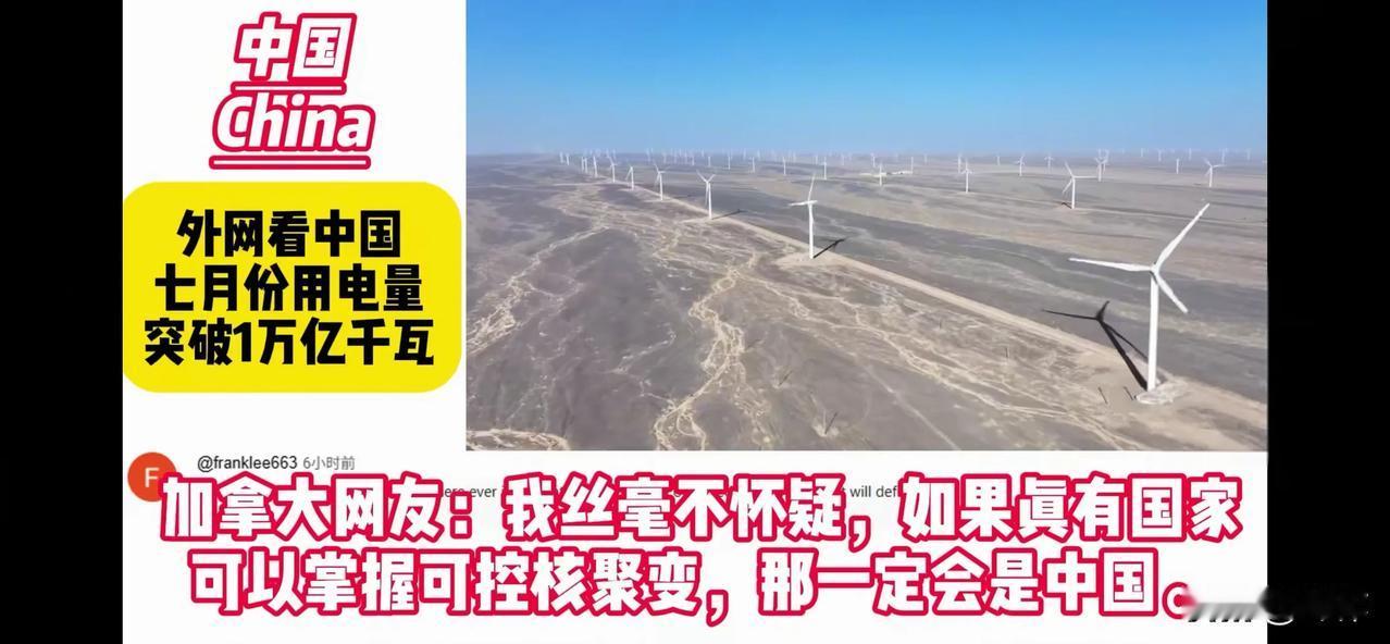 全球网友：中国电“倒”全世界（一）

加拿大网友：我丝毫不怀疑，如果真有国家可以