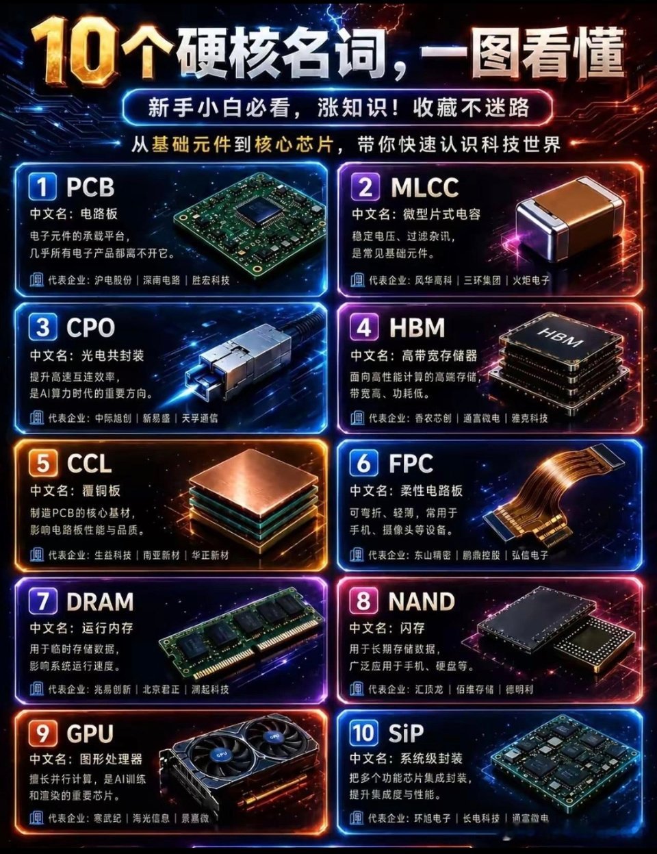 硬核科技名词看不懂？？MPCB,MLCC,EHBM,GPU,SiP,很多科技产业