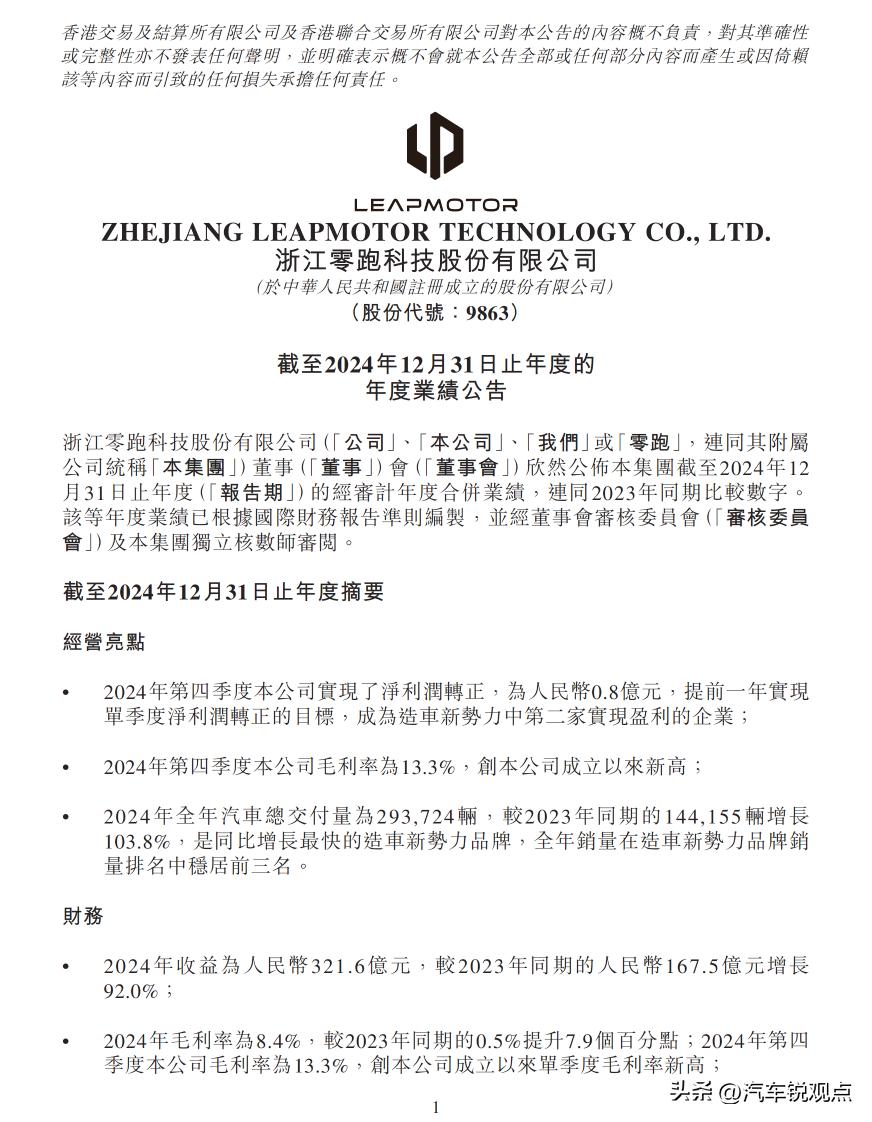 作为唯二实现盈利的零跑汽车，最近可谓是“喜上加喜”！
3月10日，零跑在技术日发