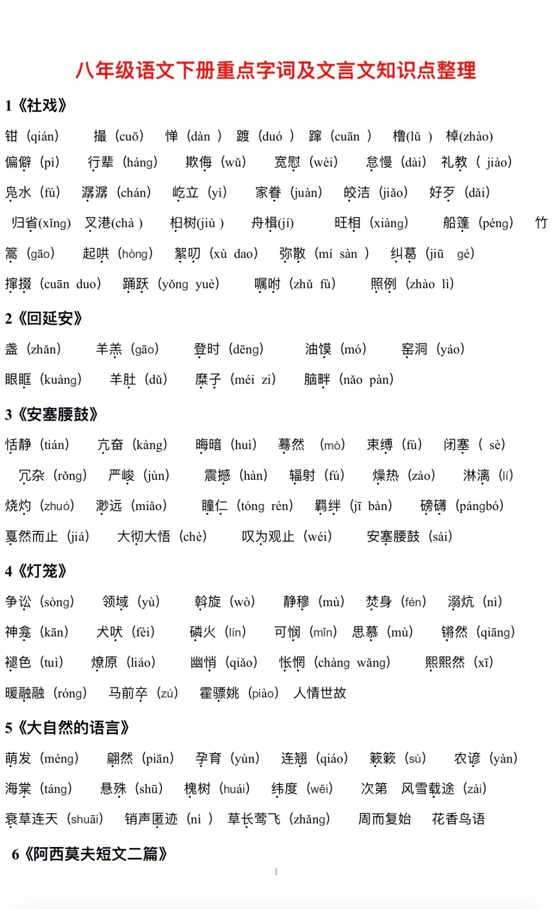 八年级下册期末必考词语梳理‼️