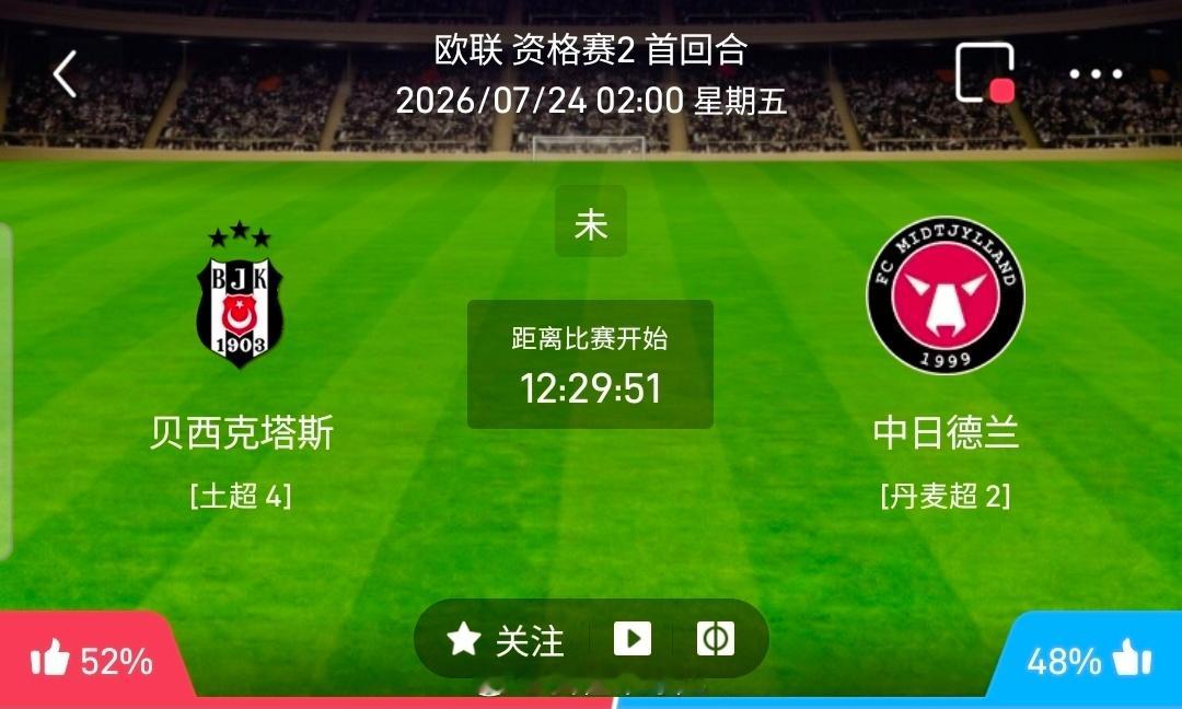 【足球】周四205欧罗巴资格赛方向：贝西克塔斯vs中日德兰欧罗巴：贝西克塔斯VS