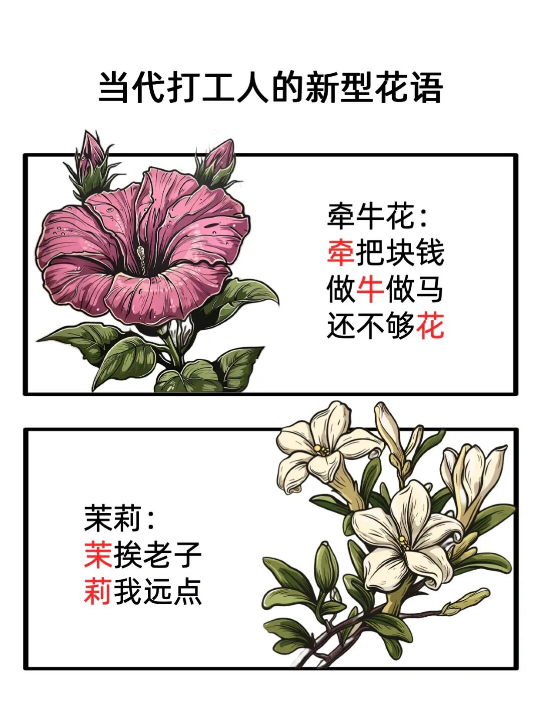 打工人新型花语有多癫？你是哪一种呢~