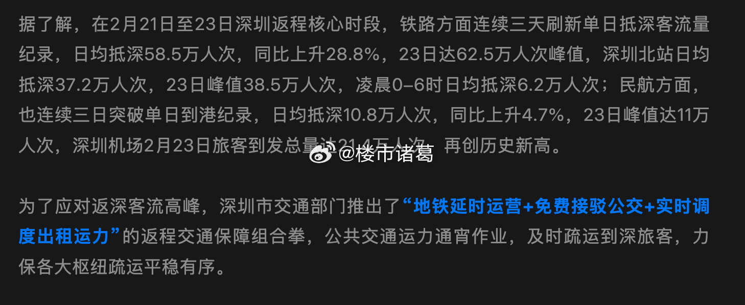 深圳返程客流量连续三天刷新历史纪录~ 