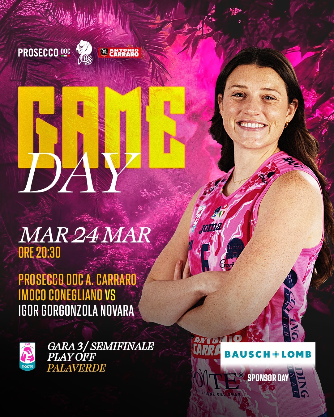 明天凌晨3点30分，科内利亚诺主场对阵诺瓦拉，意甲半决赛第三回合！朱婷