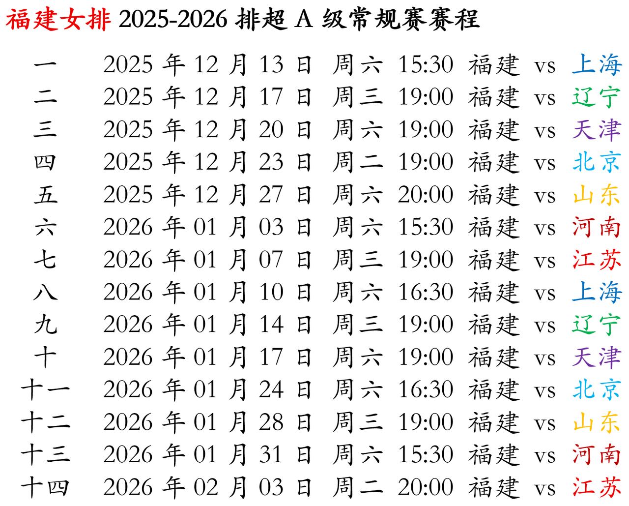 福建女排新赛季赛程出炉！

随着庄宇珊转会至意大利联赛，新赛季的福建女排进入全面