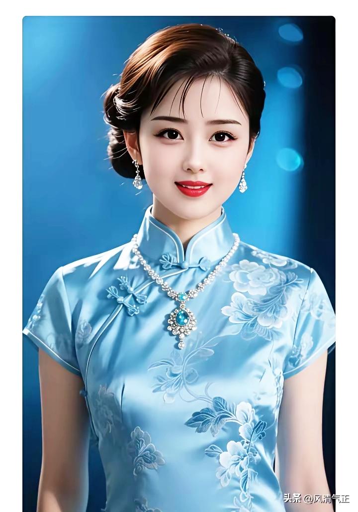 优雅蓝旗袍，尽显东方韵味！🌸✨