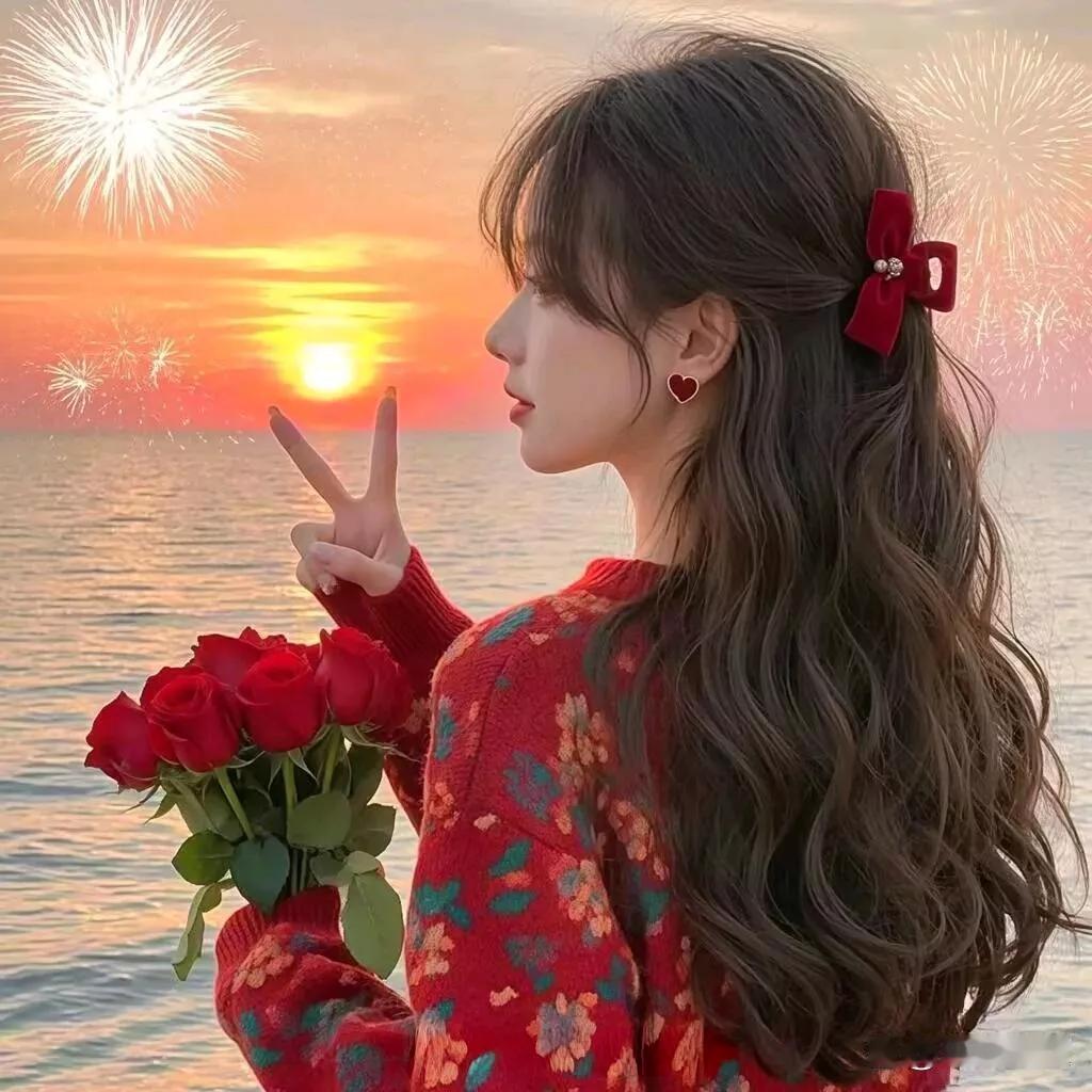 “日落与烟火，玫瑰与和平”🌹💖