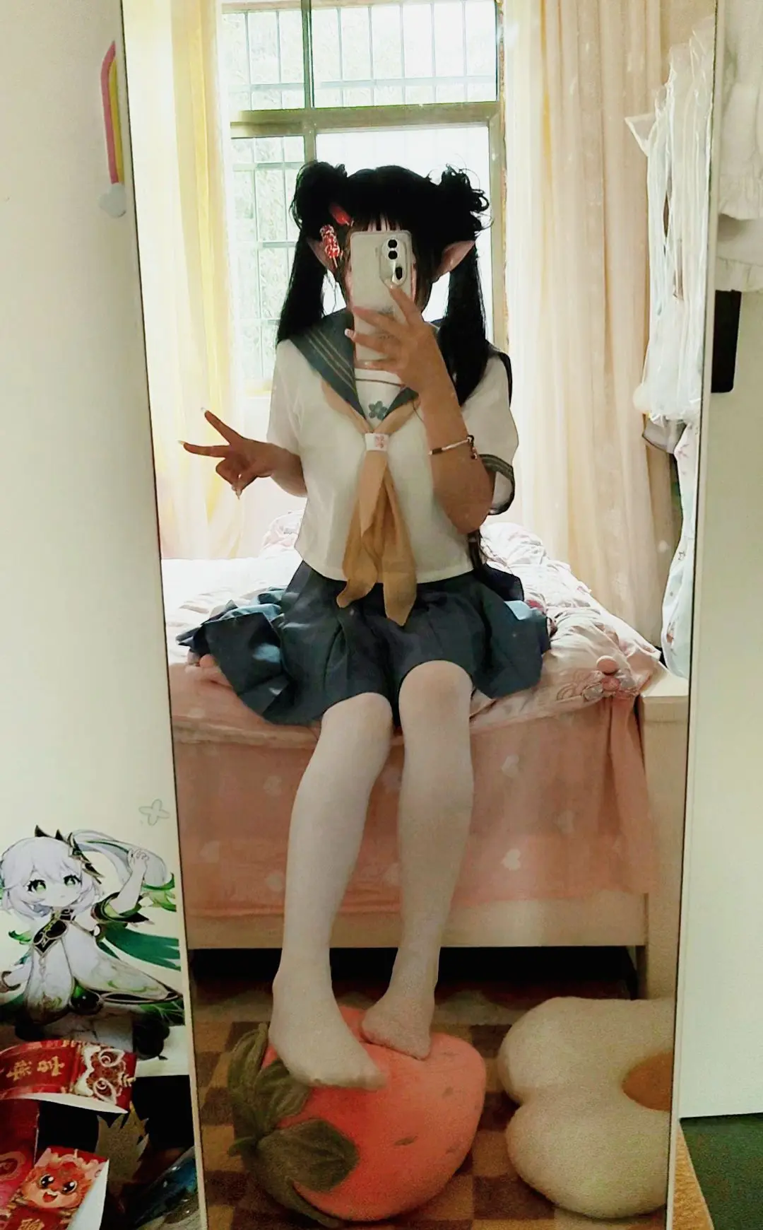 甜妹 对镜拍 jk jk制服 秋天