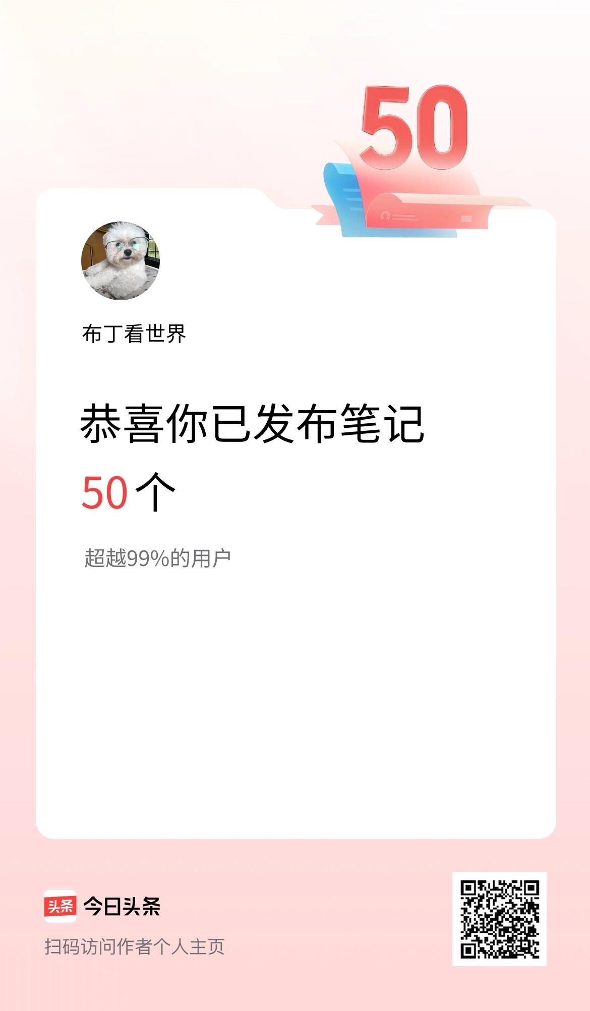 我在头条累计投稿笔记50个