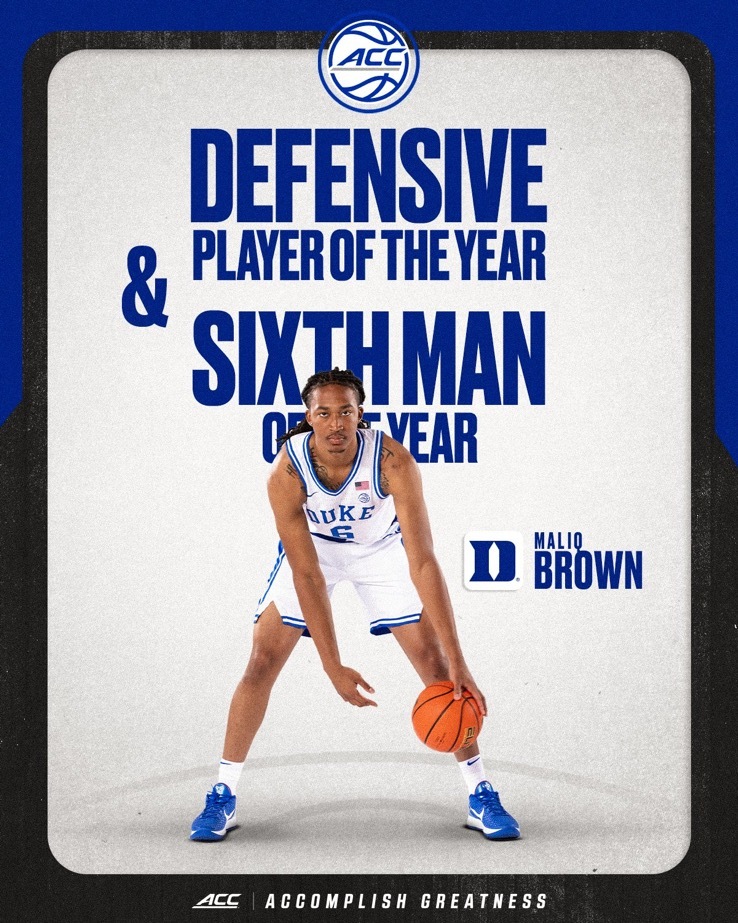 杜克男篮  我们获得了ACC年度最佳球员！年度最佳新秀！年度最佳防守球员！年度最