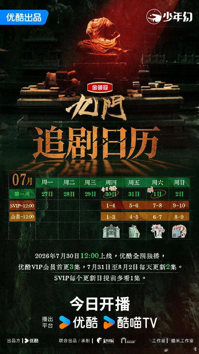 九门追剧日历 九门今日开播，首播4集，12点来看陈伟霆、陈瑶、曾舜晞九门的故事！