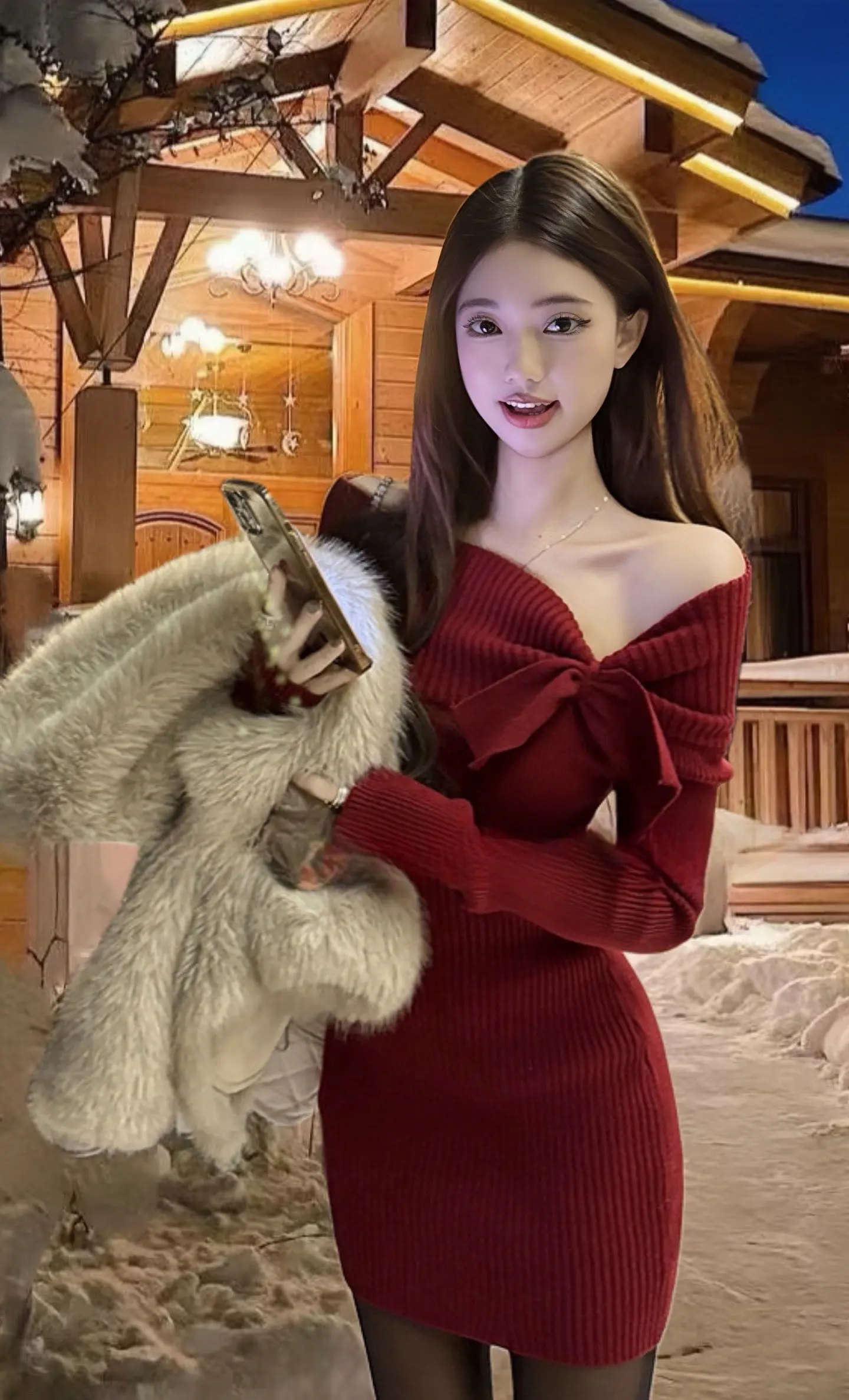 🎀宝子们，新年战袍来啦！今天必须给姐妹们安利这款红色一字肩蝴蝶结针织...