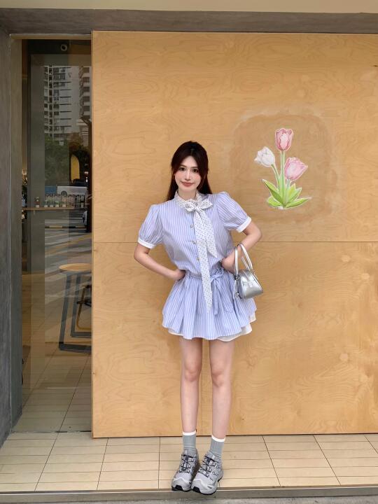 韩系少女的一天～超爱这身🤍🩵