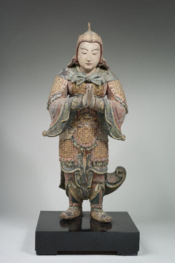 日本岐阜县长泷寺藏宋代彩绘木雕韦驮像 