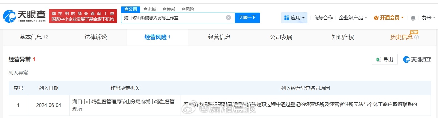 【#起底虚假宣传水蛭素涉事公司#】#虚假宣传水蛭素涉事公司已经营异常#据媒体报道