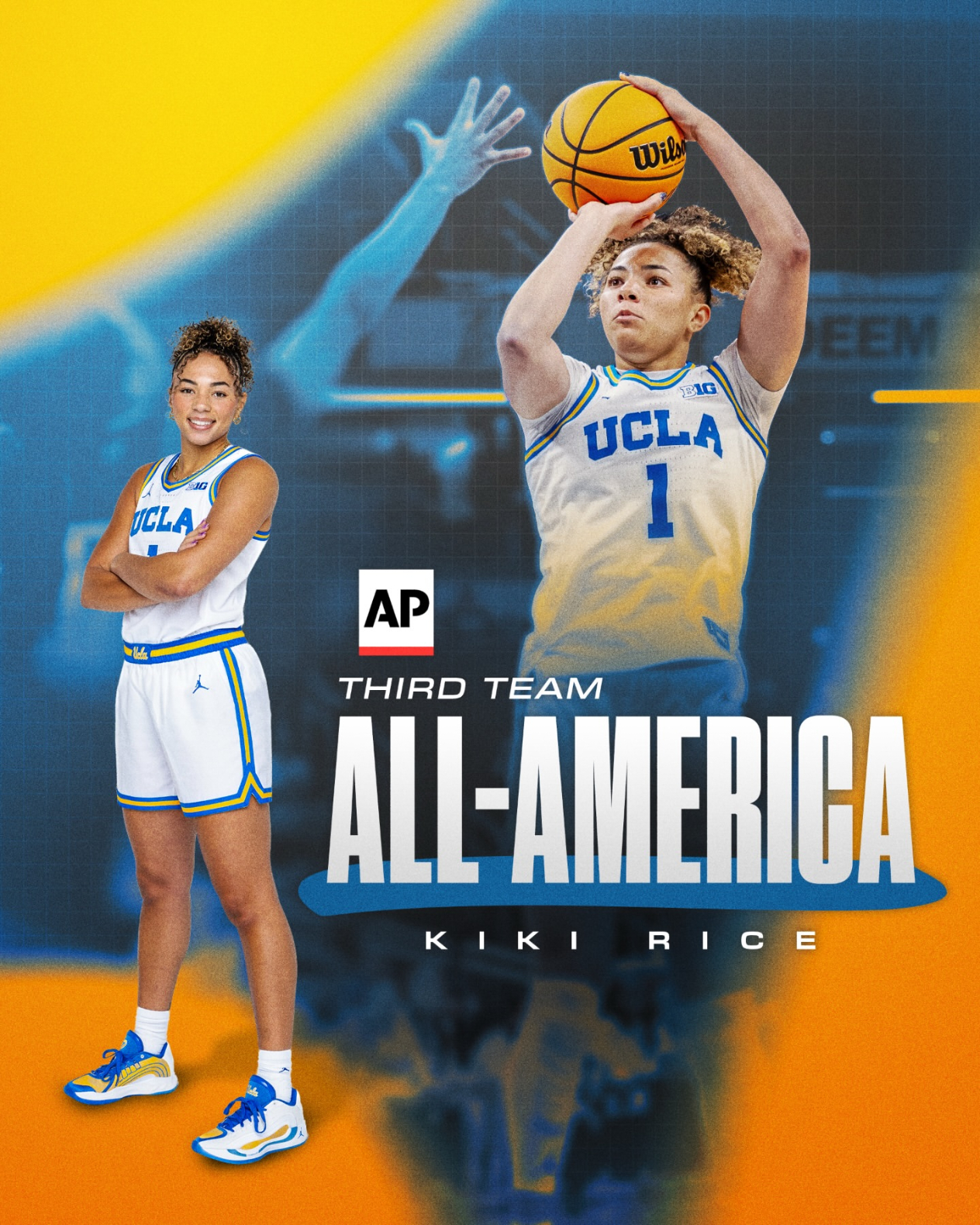 卡森华莱士的女友Kiki入选美联社的全美最佳阵容三阵，威少点赞👍雷霆战胜篮网雷