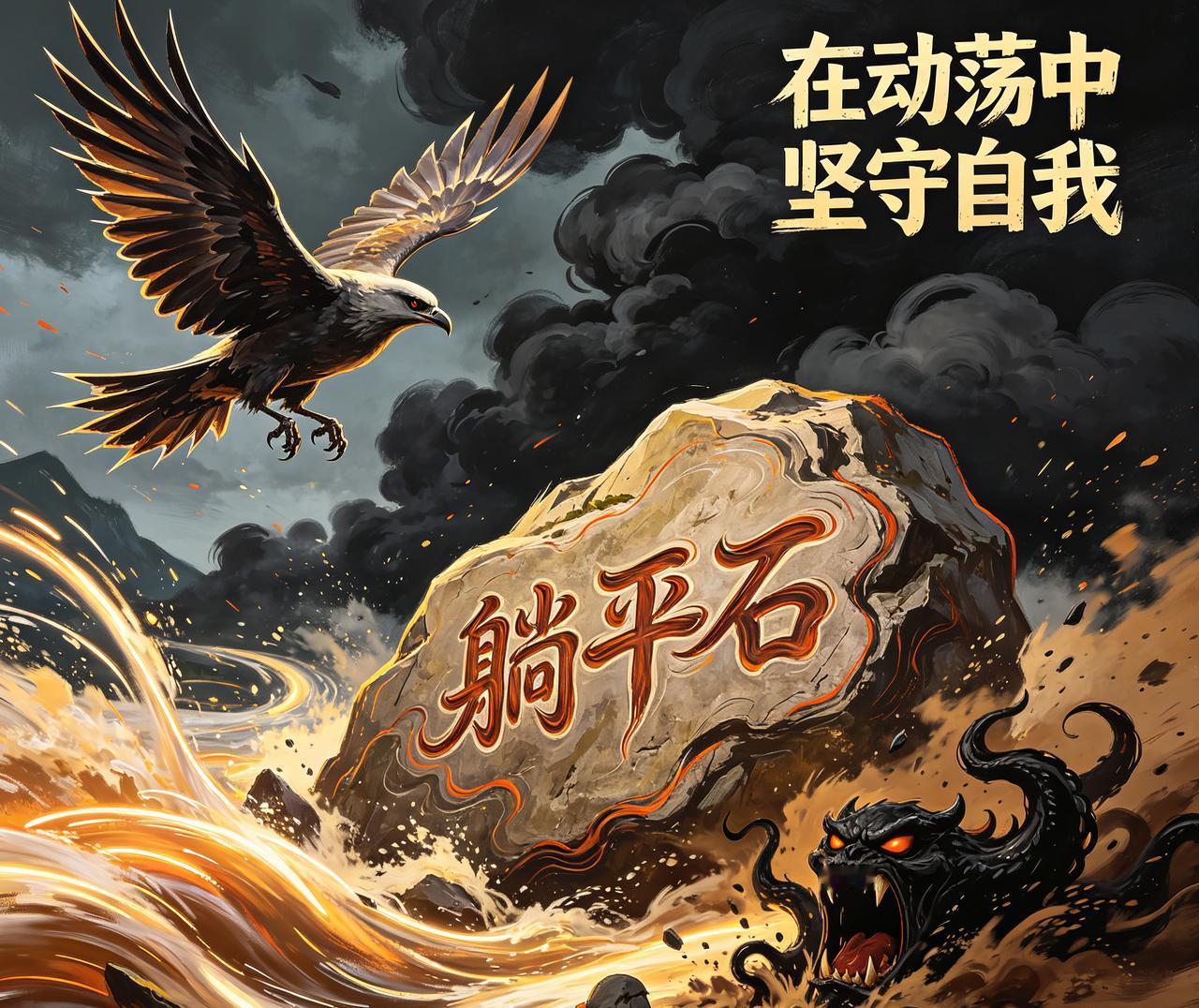 江湖怪谈•荒诞志152躺平石

山中有一巨石，终日躺着，自称“躺平石”。它嘲笑飞