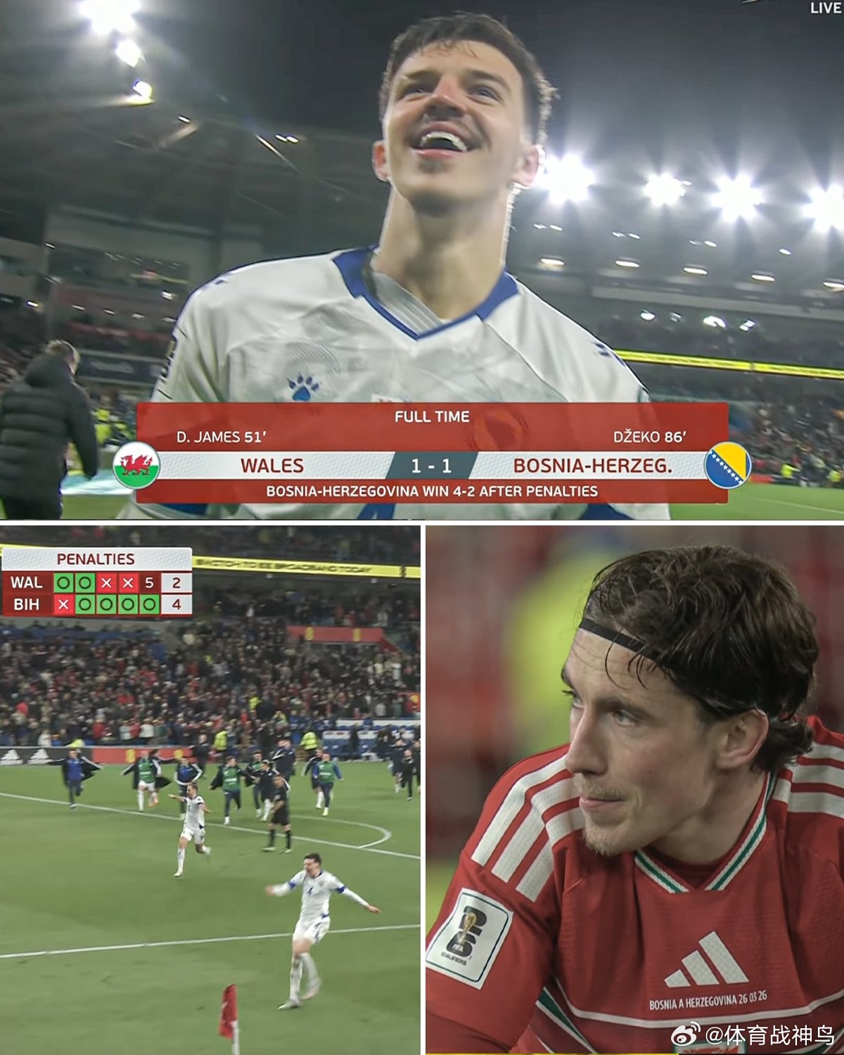 波黑点球大战战胜威尔士‼️他们将在下一轮对阵意大利，争夺世界杯参赛资格。威尔士v