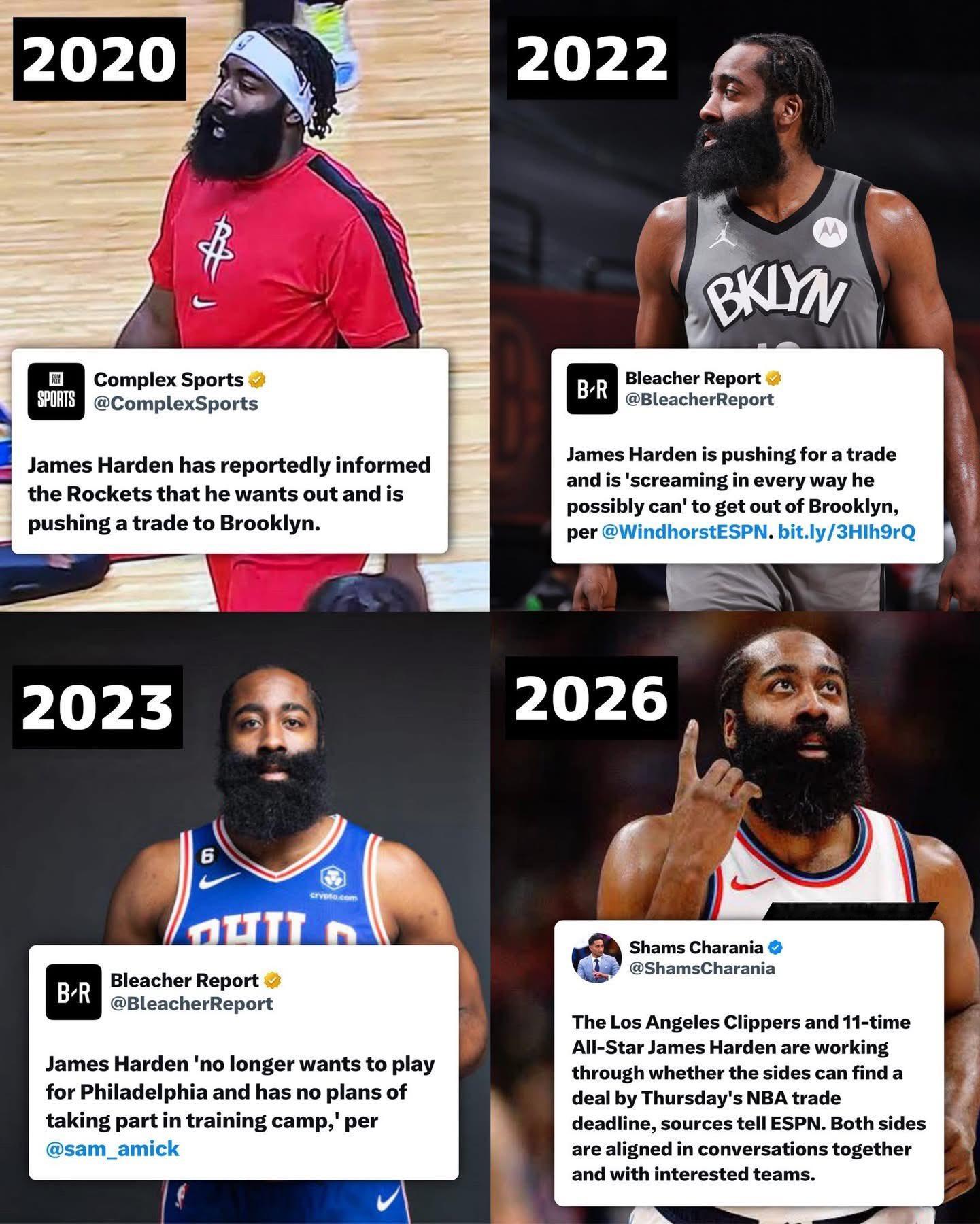 哈登将离开快船