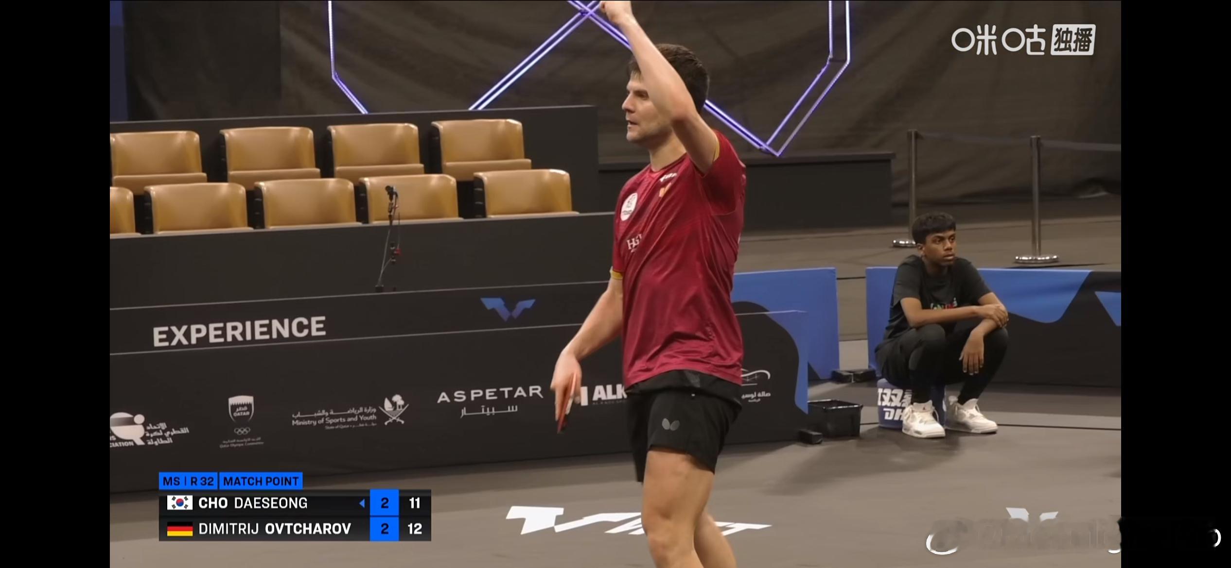 WTT球星挑战赛多哈站2026 男单1/16决赛：🇩🇪迪米特里·奥恰洛夫3比