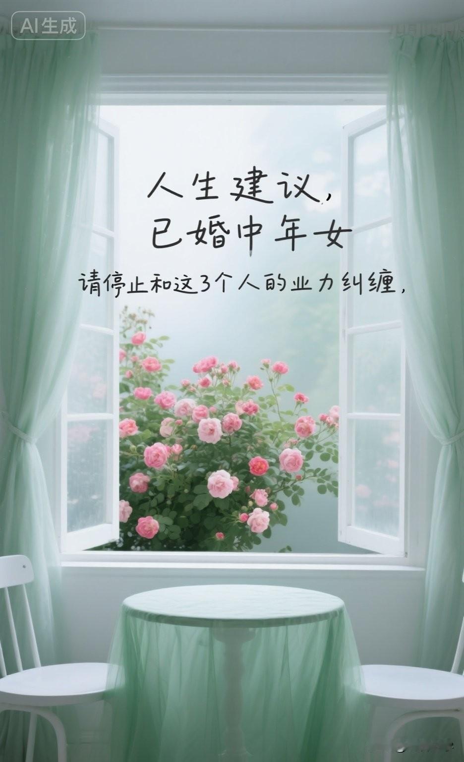人生建议，已婚中年女，请停止和这3个人的业力纠缠。

作家冯唐说过一句扎心的话：