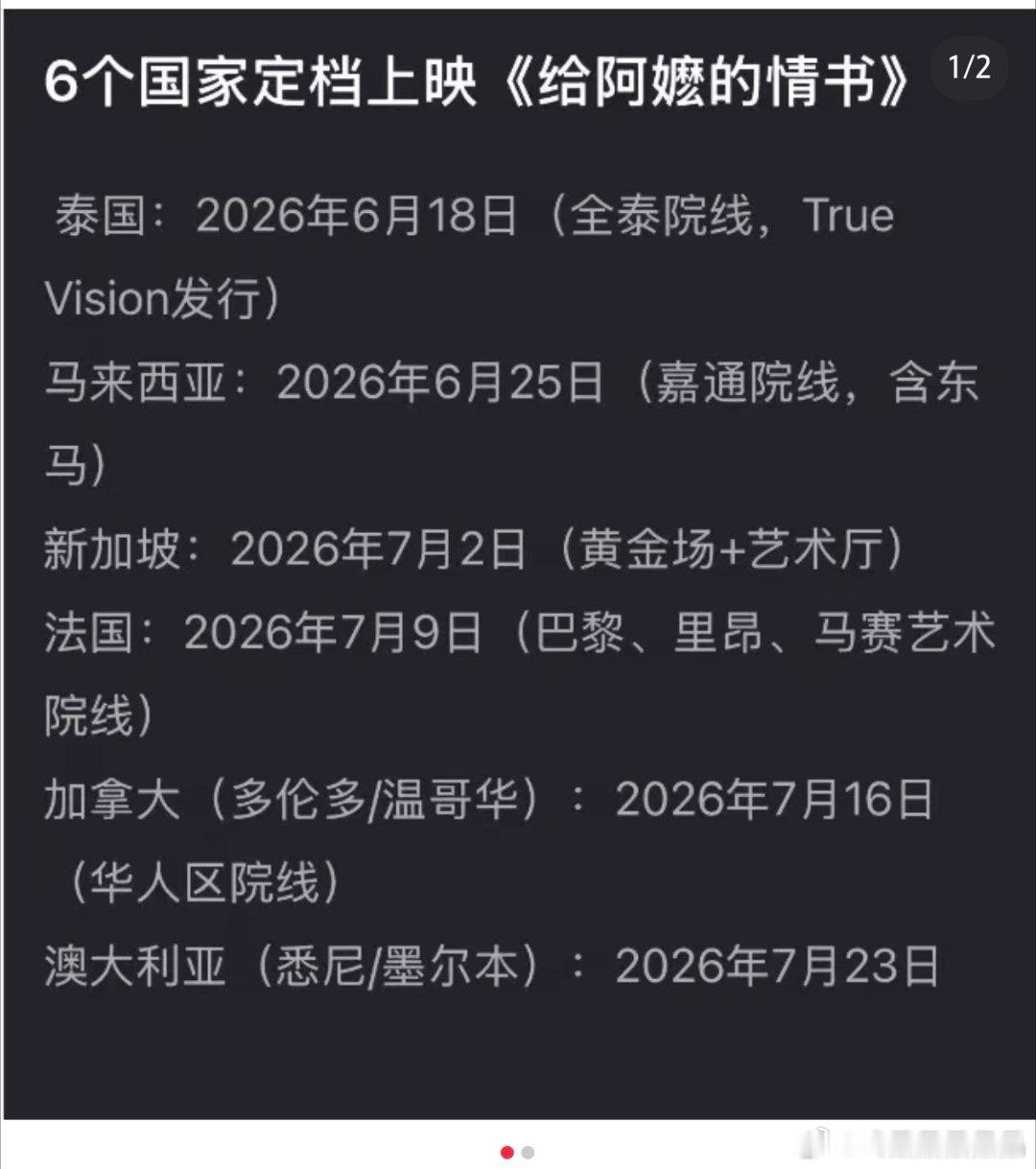 6个国家确定上映《给阿嬷的情书》