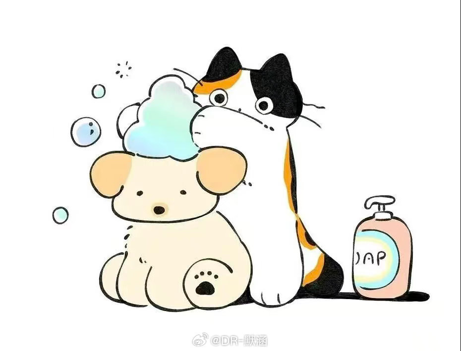 韩国插画师o_l_bom用简单明快的色彩和干净流畅的笔触，描绘了三花猫最放松的日