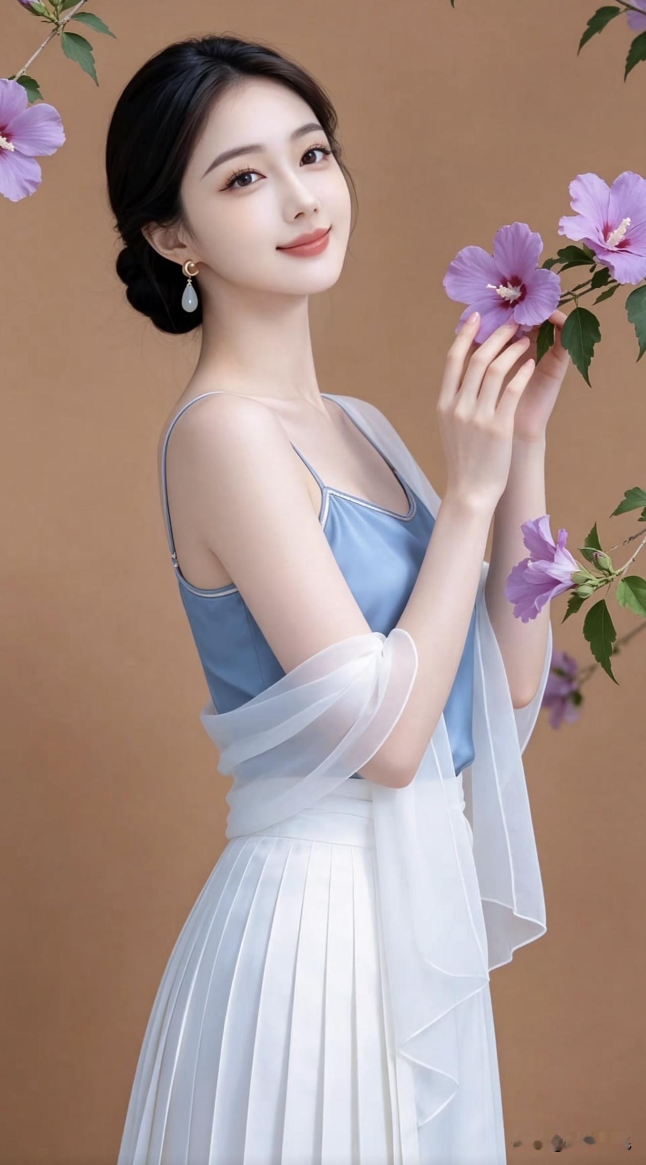 温柔优雅的蓝白搭配，宛如花间仙子。蓝白少女感穿搭 蓝白波点穿搭 蓝白撞色穿搭 蓝
