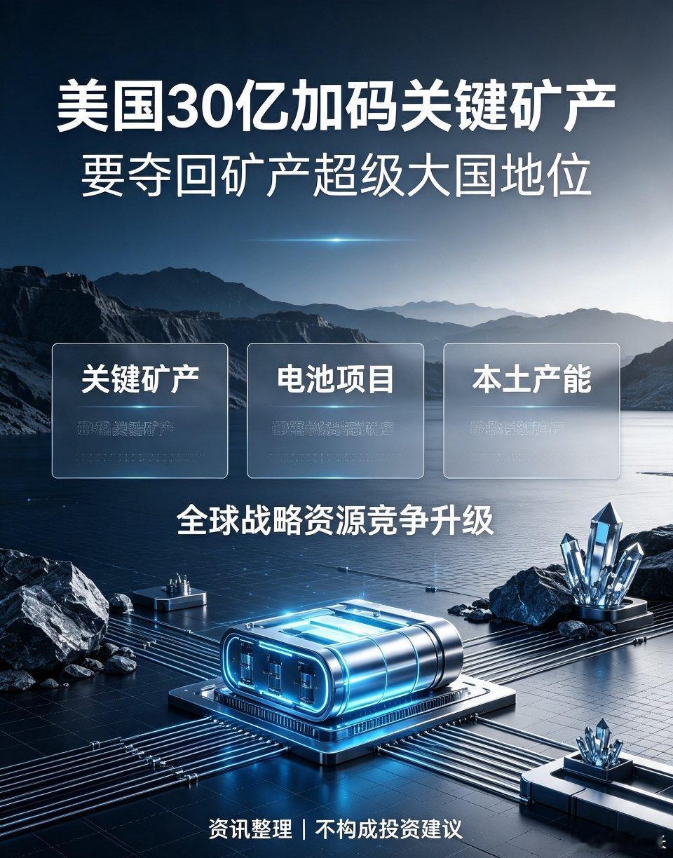 30亿美元加码！美国要夺回矿产超级大国地位🔥📰消息要点特朗普宣布，将向国内关