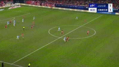 成都蓉城1比1河南队 ​​​​比赛第46分钟，卡多索助攻钟义浩破门，河南队1-1