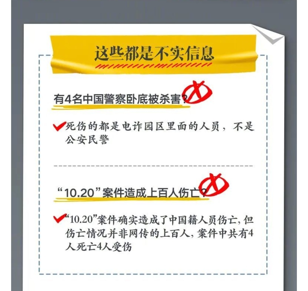 缅北4名中国警察卧底被害等传言不实 这些都是不实信息（来源：人民日报） 