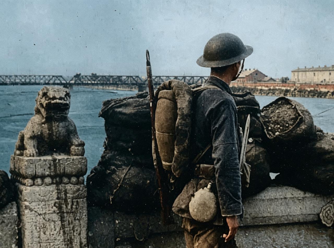 1937年7月6日，一名在卢沟桥上站岗的中国士兵，而这个士兵无论如何也想不到，第