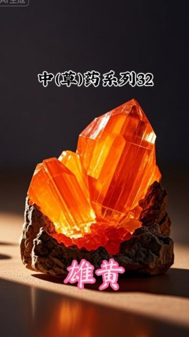 中（草）药卅二……雄黄。
雄黄，它外观像一抹鲜亮的红色粉末，有点像辣椒粉，但千万