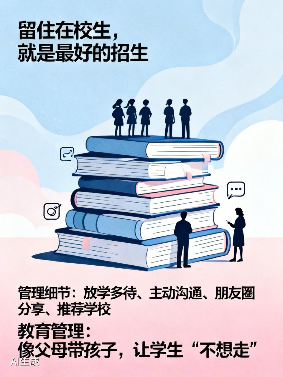 留住在校生，就是最好的招生：
民办学校最好的管理，就要看学校的细节，例如：放学了