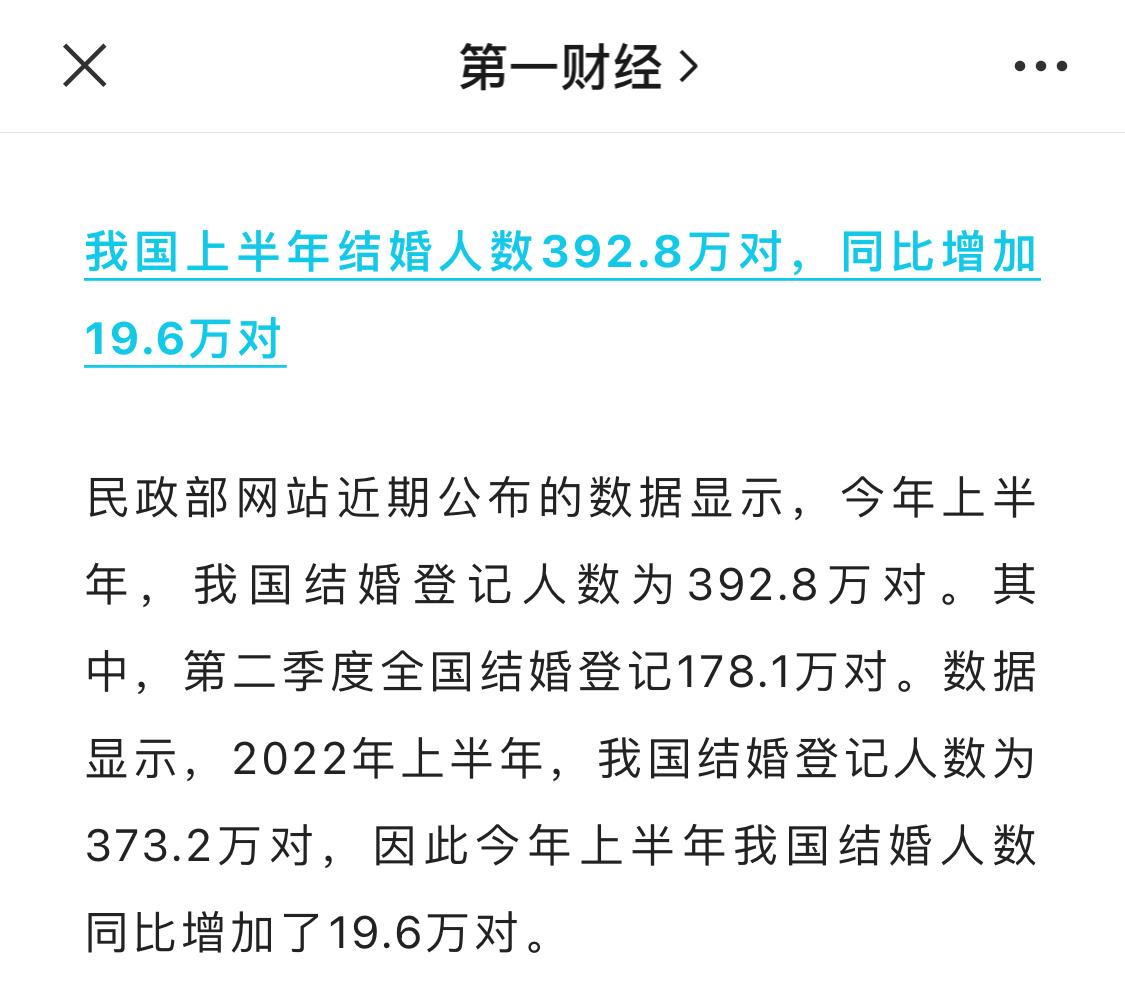 笑死，结婚人数增还是减看和什么比。“与今年1季度相比，今年2季度全国结婚登记数量