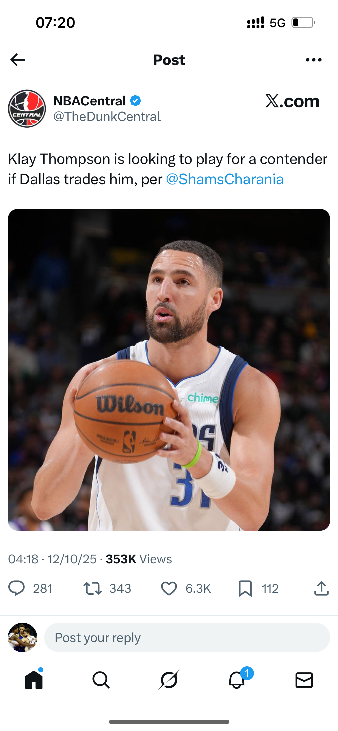 克莱想去一支争冠球队，如果独行侠打算交易他的话 