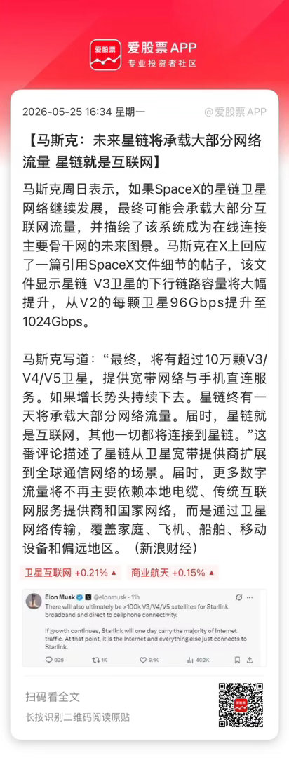 马斯克又画“大饼”，星链不只是卖宽带，它是太空版新基建！他直接放狠话，未来星链就