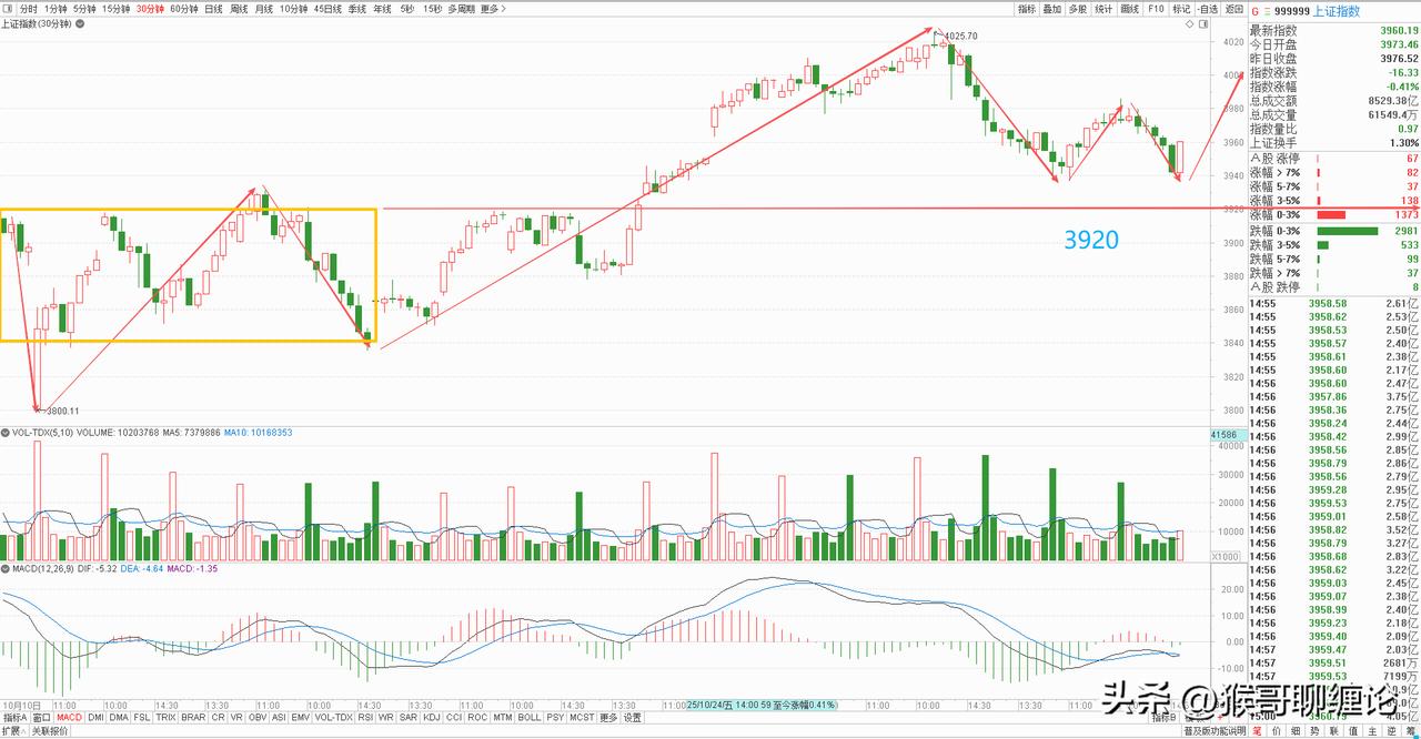 大盘一步到位低开到3920点，这个位置是多空最关键的防守阵地，不会被轻易跌破，除