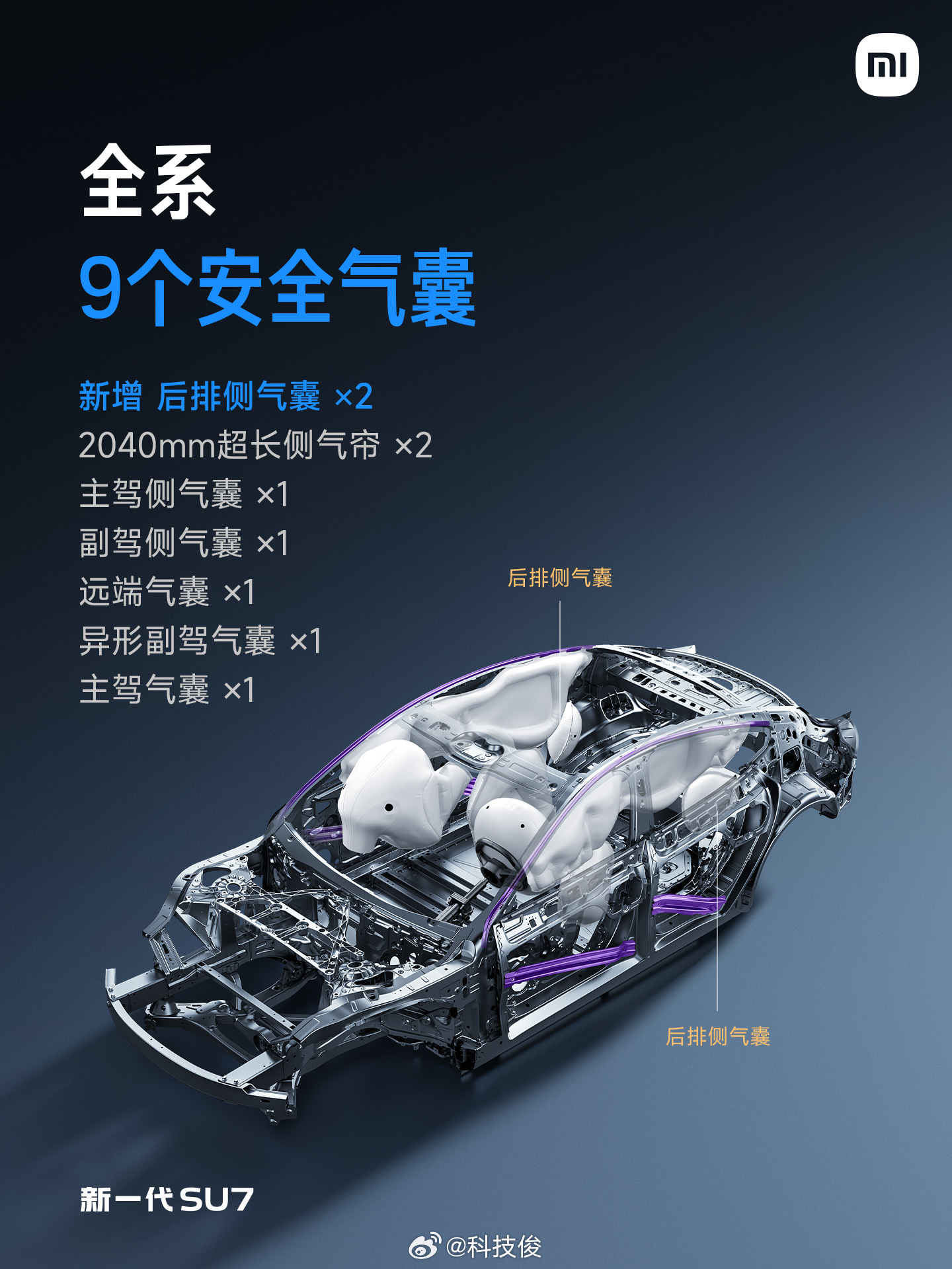 小米新SU7安全才是最大的豪华，也是最基础的，小米新一代SU7全系标配2200M