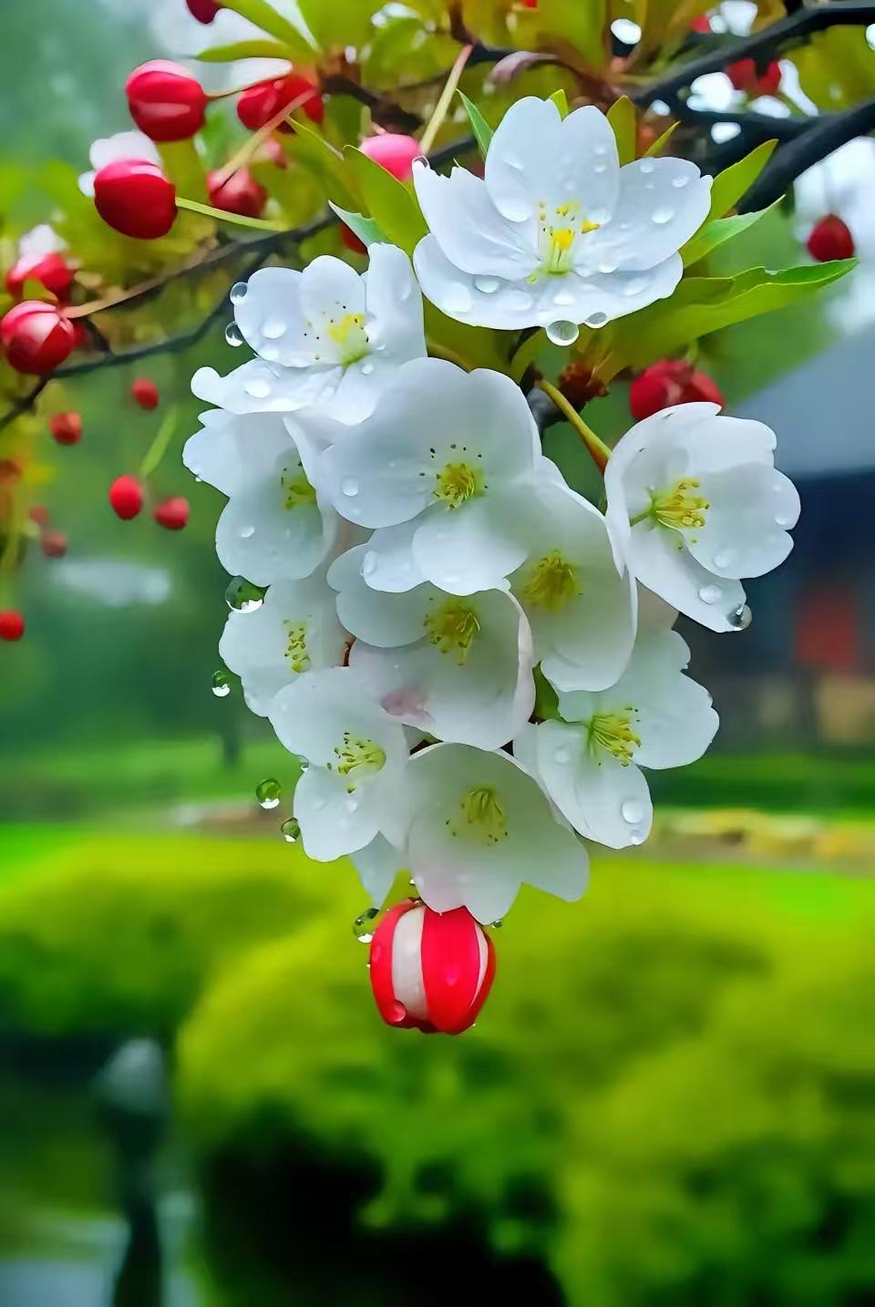 清江引·海棠
春风乍拂枝竞秀，
粉面含娇透。
旭日映容光，
满院芳华透，
欣看海